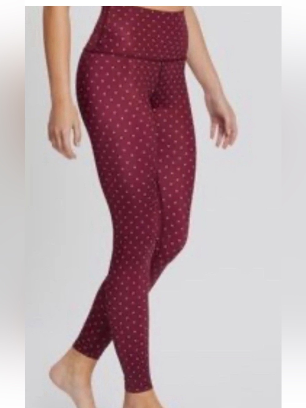 Beyond Yoga Lux Printed High Waisted Yoga Leggings Small Polka Dot Burgundy NWOT